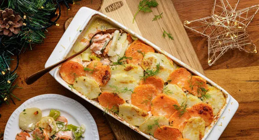 Zalmgratin in een AGA 