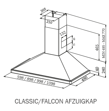 Falcon afzuigkap Classic 100 met rail